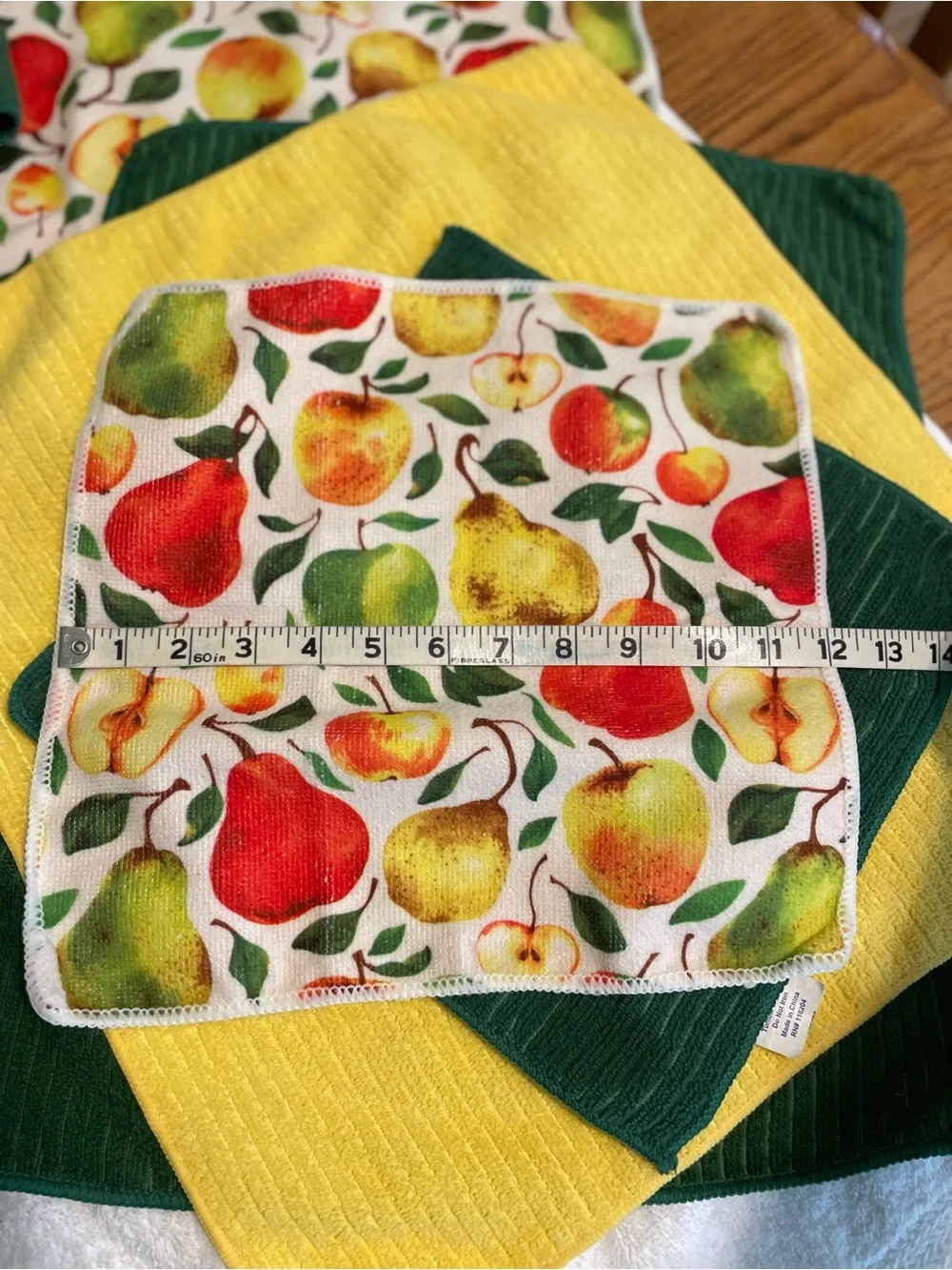 Fruit Print Kitchen Towel Set - Red, Green, Yellow